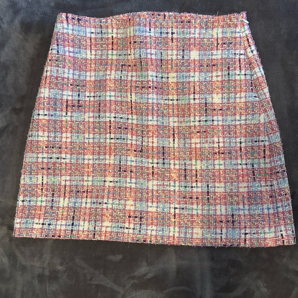 LOFT Pink and Blue Mini Pencil Skirt